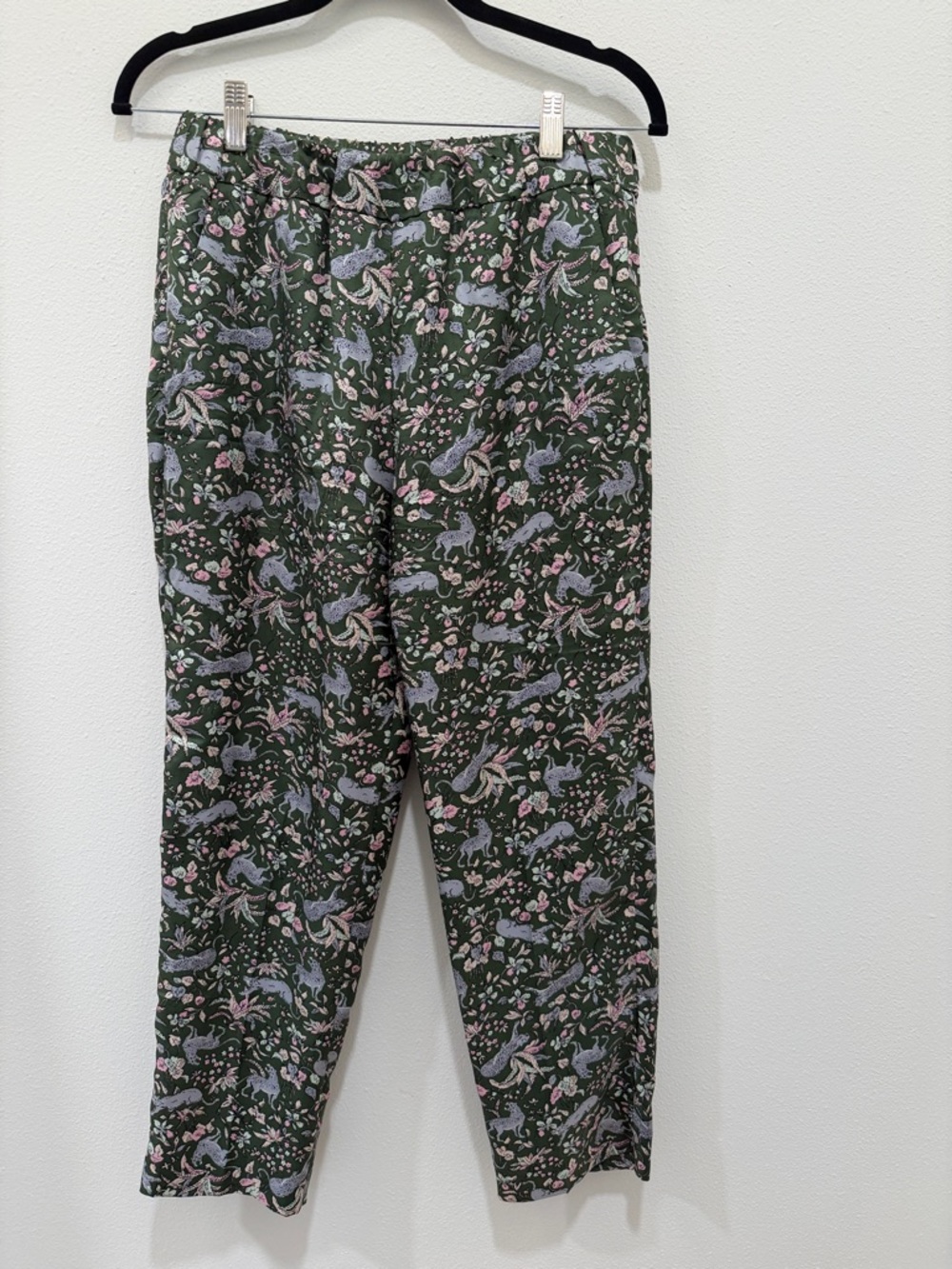 Collective Concepts Olive Green Floral Animal Print Pants J5688